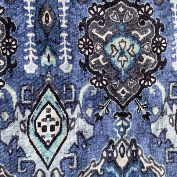 Rachel Zoe Ikat Print Linen A-line Dress w Pockets! Blue Grey Black & White Lg - Picture 3 of 11